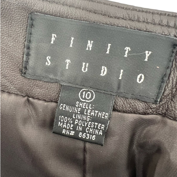 Infinity Studio Brown Leather Pants Size 10 - Picture 4 of 9